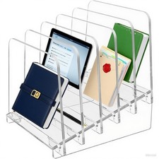 5-Tier Acrylic File Organizer for Desk, 30  Inclined Desk File Organizer, Acr...