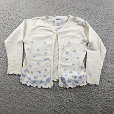 Vintage Osh Kosh Bgosh Girls Top Size 4 White Blue Flowers Made in USA Button