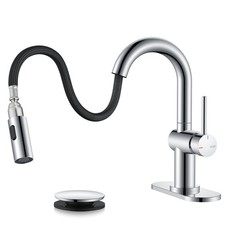 Kenes Pull Out Bathroom Sink Faucet Polished Chrome Single Handle Bathroom