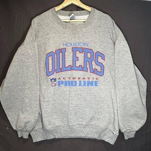 VINTAGE HOUSTON OILERS NFL RUSSELL ATHLETIC BIG PRINT CREWNECK SWEATSH