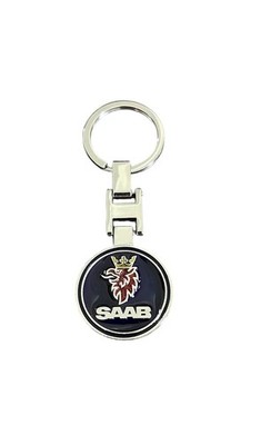 Keychain for Saab w/ Key Ring 2-Sided Logo Key Chain New