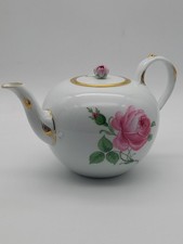 Meissen Teekanne Rote Rose / Golddekor Pfeifferzeit  1. Wahl 1924-1934