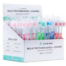 104 Pack Bulk Toothbrushes w/ Cover Caps, Individually Wrapped Disposable Tra...