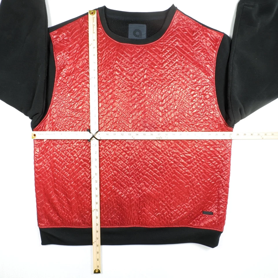 Sudadera Akademiks Para Hombre 6XL Negra Roja Panel Acolchado Cuello Redondo Ropa de Calle Foto 4 de 4