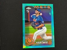 Grant Hartwig 2024 Topps Chrome Aqua Refractor Rookie RC NY Mets 183/199 E97