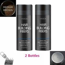 VIKADA Hair Fibers Keratin Powder Hair Building Medium Brown 27.5g 2 Bottles