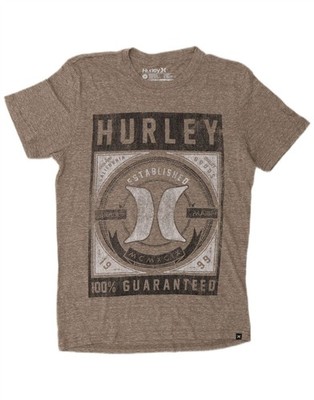 HURLEY Herren Premium Fit Graphic T-Shirt Oberteil Medium Grey Flecked DG03
