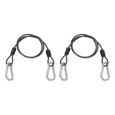 2Pcs 1.6ft (19.7'') Security Steel Cable with Snap Hook for Travel, Gun Gray