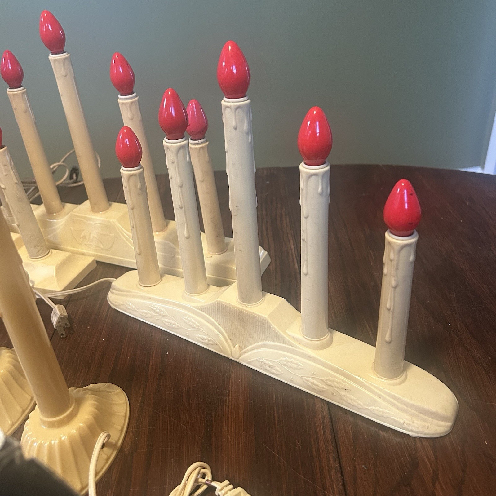 Christmas Candoliers 5-Light Holiday & Single Window Candles Candelabra Lot Of 8