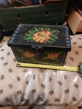 Painted Metal Box Bargeware Vintage Style Storage Tin