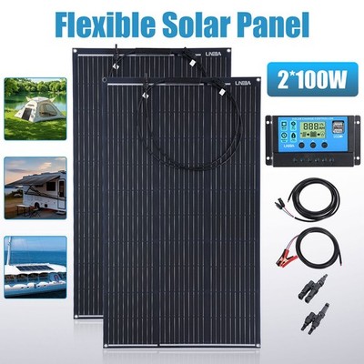 200W Flexible Solar Panel kit 12V Portable Power Camping Home RV Battery Charge