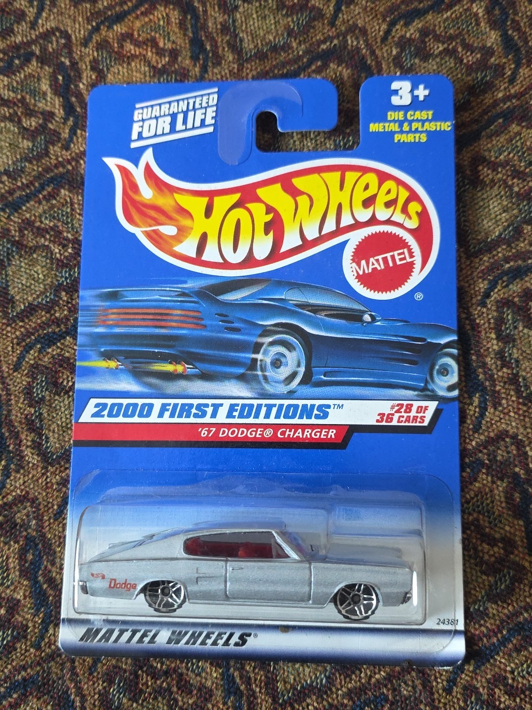 2000 Hot Wheels First Edition #28/36, '67 Dodge Charger, Silver, Collector #88
