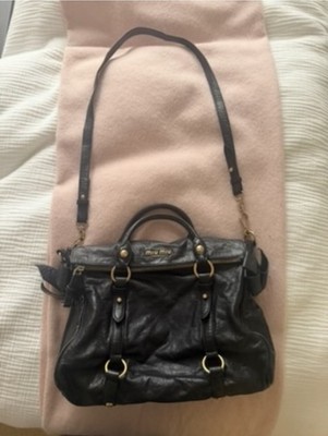 安心してご注文ください MIU MIU vitello lux 2way shoulder bag BK