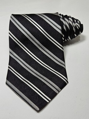 Executive Collection Tom James Black And White Repp Tie Silk USA Long 59''x3.75''