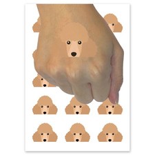 Peeking Cream Poodle Dog Temporary Tattoo Fake Body Art