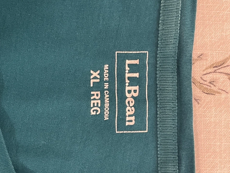 LLBean Navidad Vacaciones Mujer XL Verde azulado Camiseta Manga Larga Nieve Árboles Ciervo Buck Foto 4 de 4