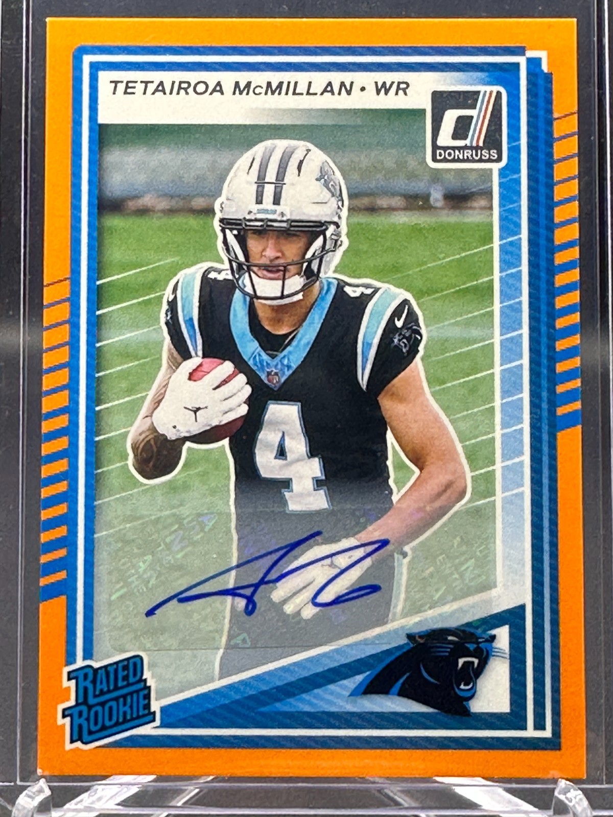 2025 Donruss Rated Rookie Tetairoa McMillan Orange Autograph #314 RC Panthers WR
