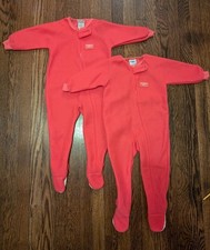 VTG 80's OshKosh B'Gosh Pink Fleece Footed Sleeper Pajama PJs Size 2T NWOT Set 2