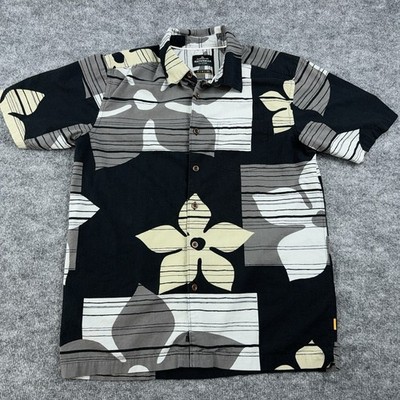 Quicksilver Waterman Collection Comfort Fit Shirt S Geo Abstract Tropical Black