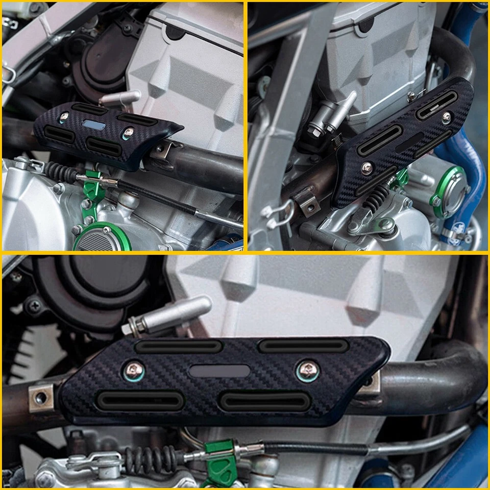 Silenciador de escape negro universal tubo protector térmico cubierta talón protector motocicleta Foto 3 de 4