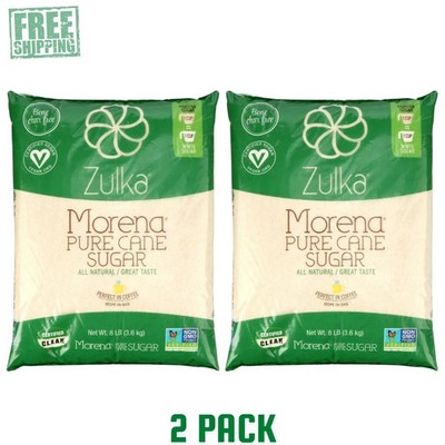 Zulka Pure Cane Sugar, 8 lb, Vegan & Plant Based and Non GMO (Pack Of 2)