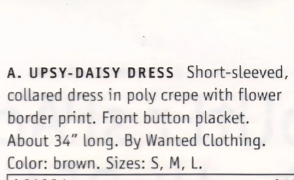 Vestido Upsy-Daisy Catálogo Delia Años 90 Por Wanted Marrón Mediano Poli Crepé... Foto 3 de 4
