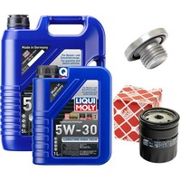 MotoröL Filter Set 5W-30 Liqui Moly 6 Liter + Schraube FüR Opel Omega B Astra