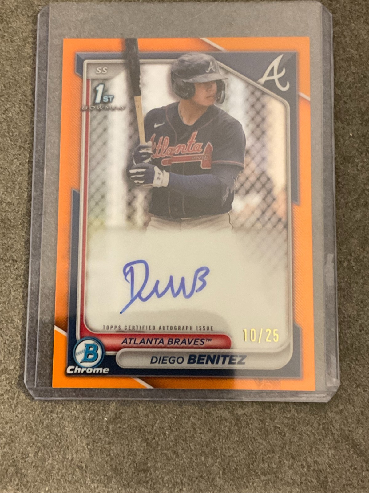 2024 Bowman Chrome Diego Benitez Orange Auto CPADB /25 Braves