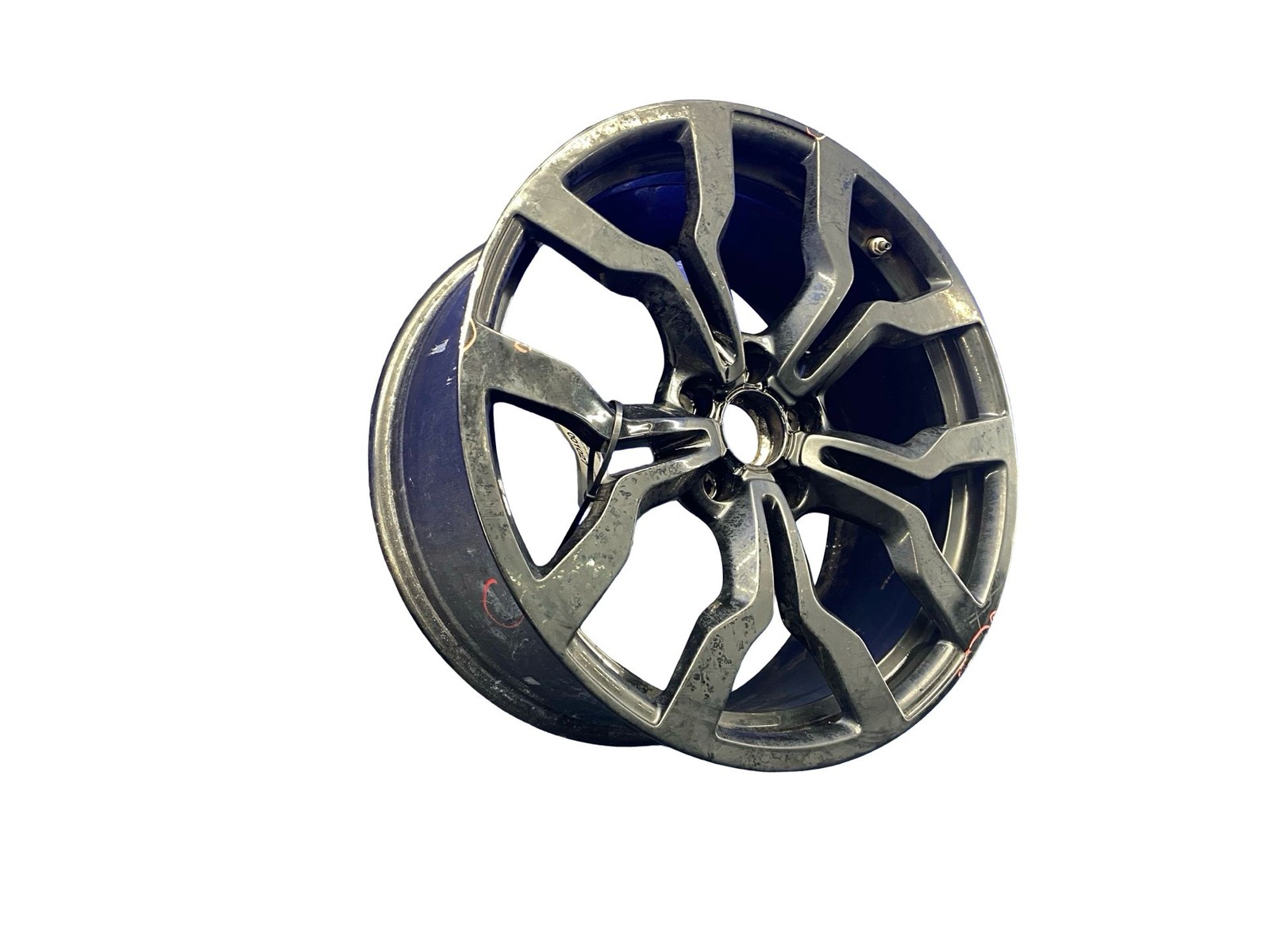 10-15 AUDI R8 19X8.5 TEN SPOKE FRONT WHEEL RIM PAINTED BLACK 420601025AM *BENT*
