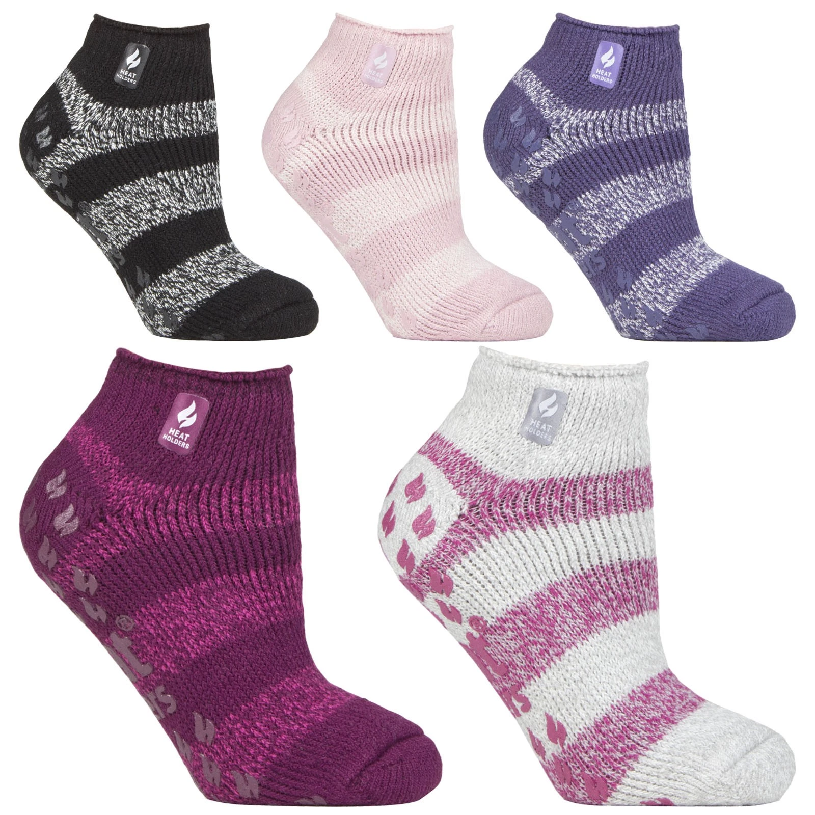 Womens Fleece Lined Quarter Slipper Socks by Heat Holders Non Slip Socks
Opens in a new window or ta