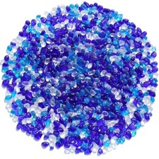 QYGL Sea Glass Stones Clear Glass Pebbles Gemstones 0.9LB/14oz Blue Mixed