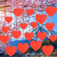 18 Pcs 3 Sizes Valentine's Day Outdoor Decorations Red Hanging Heart Ornament...