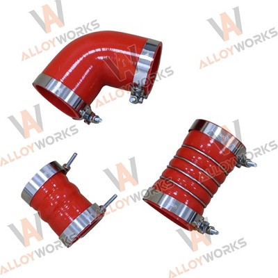 Silicone Hose Kit +Stainless Clamps Fit 06-10 GM 6.6L LBZ LMM Duramax Diesel.RED