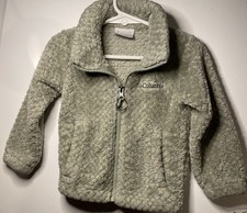 Columbia Sherpa Fleece Jacket Size 2 T Green Girls Full Zip Retro