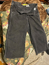 JNCO Classics Men's Wide-Leg Black Dark Wash Cotton Denim Jeans Logo Zip