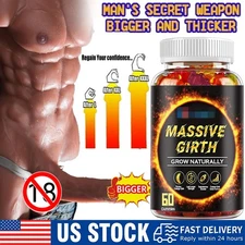 #1 BEST-MALE ENLARGER THICKER LONGER BIGGER 4" GROWTH ENLARGEMENT 60 GUMMIES