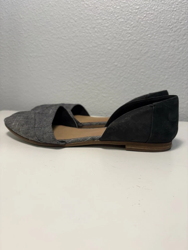 Women's TOMS Jutti D'Orsay Navy Canvas Blue Point Flats Slip On Shoes Sz W9 - Image 2 of 4