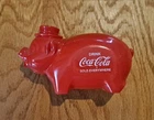 VINTAGE Coca Cola Miniature Plastic Pig w/ Hat PIGGY BANK Coke Red HISTORY