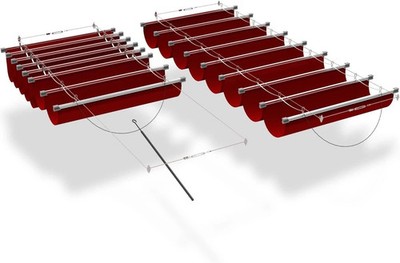 Retractable Wave Shade Canopy 3' x 12' - Waterproof Red Sun Shade for Pergola