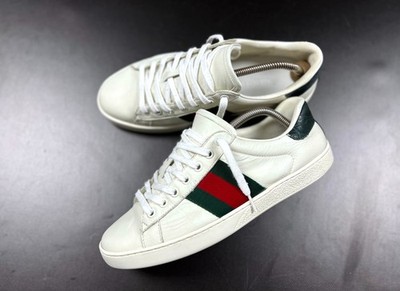 Auth Men's GUCCI ACE White Leather Low Top Sneakers Shoes Size 41 UK7 US7.5