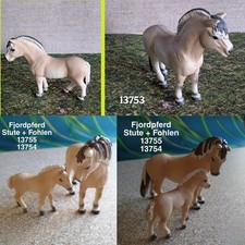 Schleich Fjordpferd Stute + Fohlen  13755 13754 + Hengst 13753