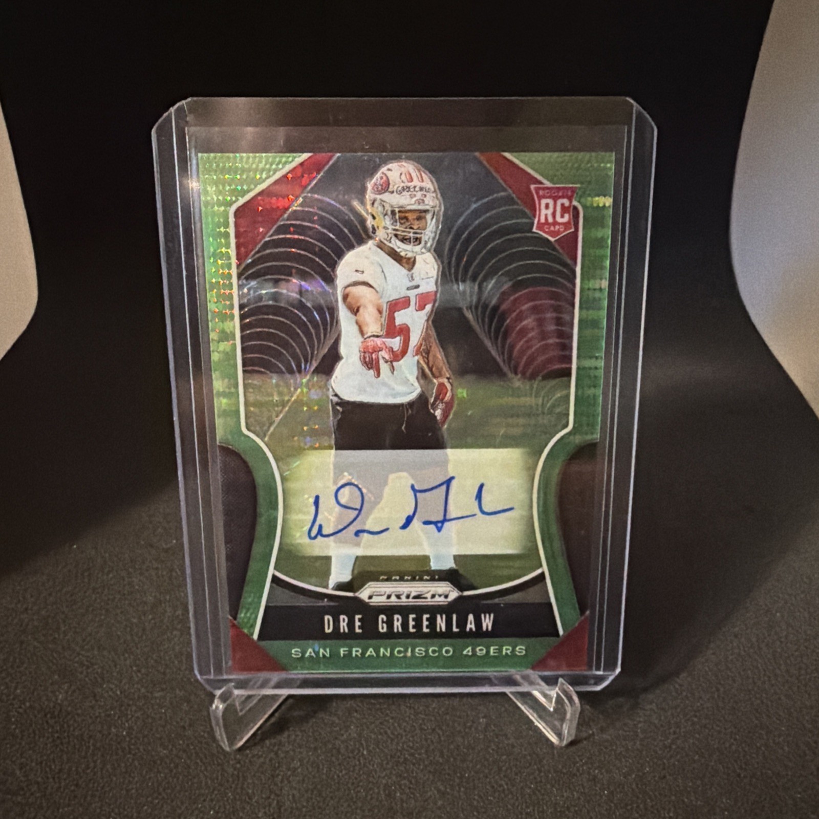 2019 Panini Prizm -Dre Greenlaw #384 Neon Green Pulsar Rookie Autographs  RC