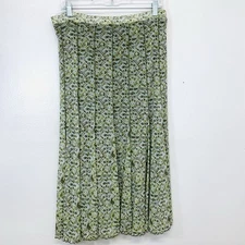 Tapemeasure Midi Skirt Medium Pull On Green Print Cottagecore Casual Career Work