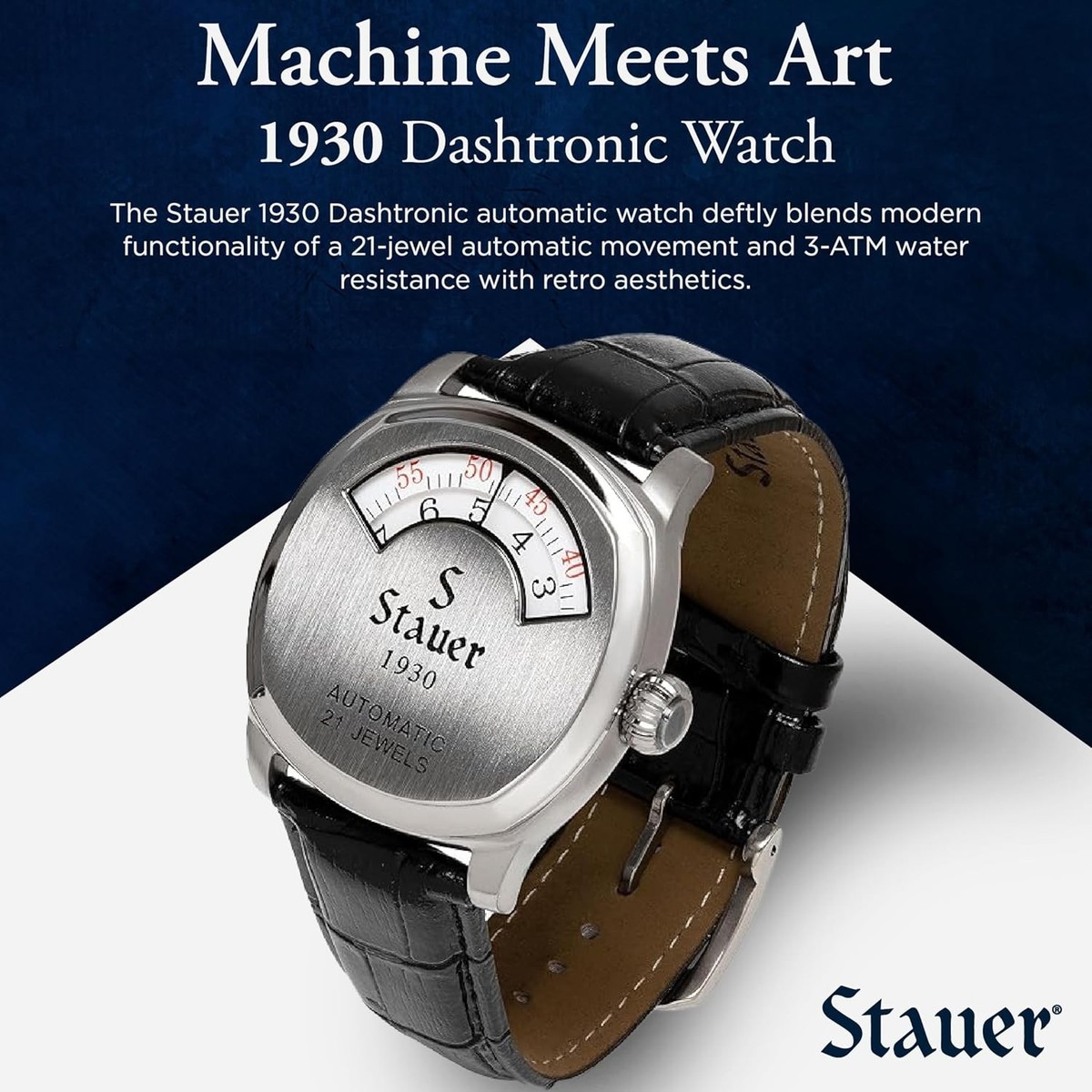 Stauer 1930 Dashtronic Watch – Cotswold Genuine Mens Watches Leather Black