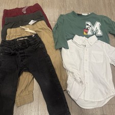 Baby Boys Lot 12-18 Months Fall Basics Neutral 4 Pants 2 LongSleeve Shirt bundle