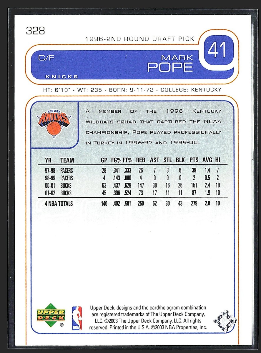 2002-03 Upper Deck - Mark Pope #328 for sale online | eBay