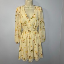 Madewell Cate V-Neck Long Sleeve Carnation Print Floral Mini Dress Romantic XS