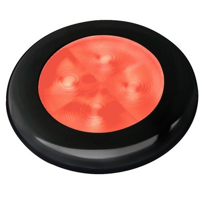 Hella Marine Slim Line LED Round Courtesy Lamp, Red LED, Black Bezel, 12V/24V