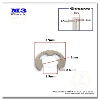 Φ3mm Stainless Steel E-Clip / Snap Ring / Circlip 100 pcs *lh