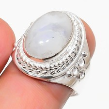 Natural Moonstone Gemstone 925 Sterling Silver Jewelry All Size Ring For Gift